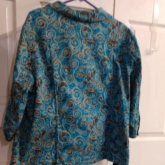 C.J. Banks Swirl Blue/Brown Jack - 3/4 Sleeve - Size 2X - Picture 2 of 9